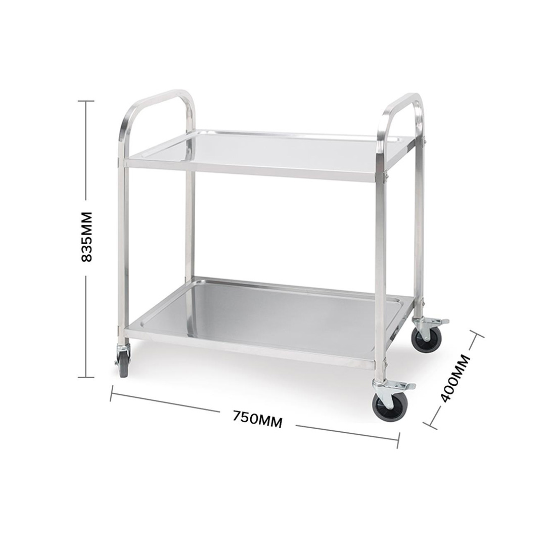 SOGA 2X 2 Tier 75x40x83.5cm Stainless Steel Kitchen Dinning Food Cart Trolley Utility Small, Business & Industrial, Food Service, Food Service Carts, , ,  - NZ DEPOT 3