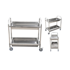 SOGA 2X 2 Tier 75x40x83cm Stainless Steel Kitchen Trolley Bowl Collect Service Food Cart Small, Business & Industrial, Food Service, Food Service Carts, , ,  - NZ DEPOT 2