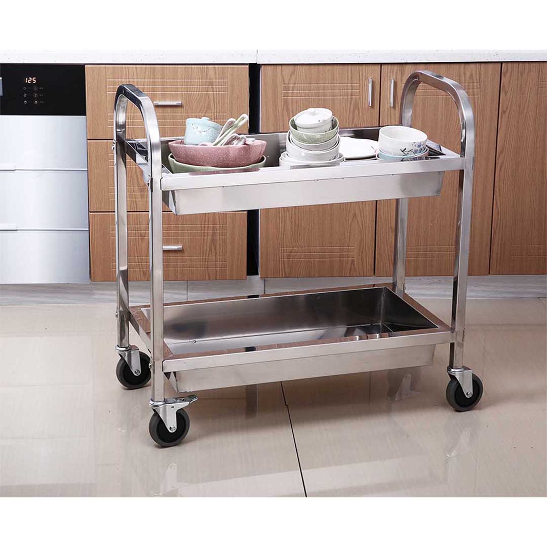 Soga 2X 2 Tier 75X40X83Cm Stainless Steel Kitchen Trolley Bowl Collect Service Food Cart Small, Business &Amp; Industrial, Food Service, Food Service Carts, , ,  - Nz Depot 8