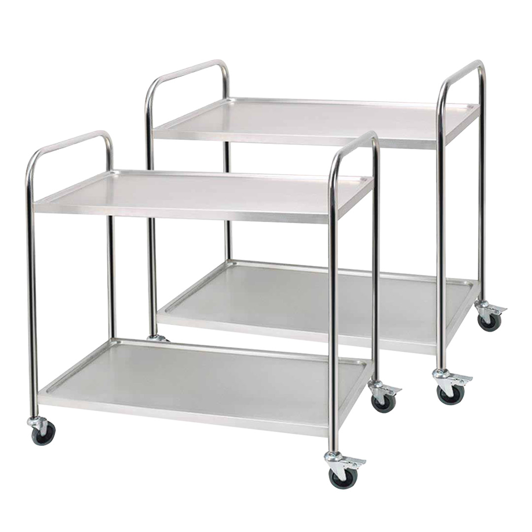 SOGA 2X 2 Tier 86x54x94cm Stainless Steel Kitchen Dinning Food Cart Trolley Utility Round Large, Business & Industrial, Food Service, Food Service Carts, , ,  - NZ DEPOT 1