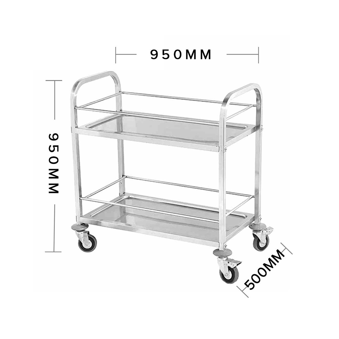 Soga 2X 2 Tier 95X50X95Cm Stainless Steel Drink Wine Food Utility Cart Large, Business &Amp; Industrial, Food Service, Food Service Carts, , ,  - Nz Depot 3