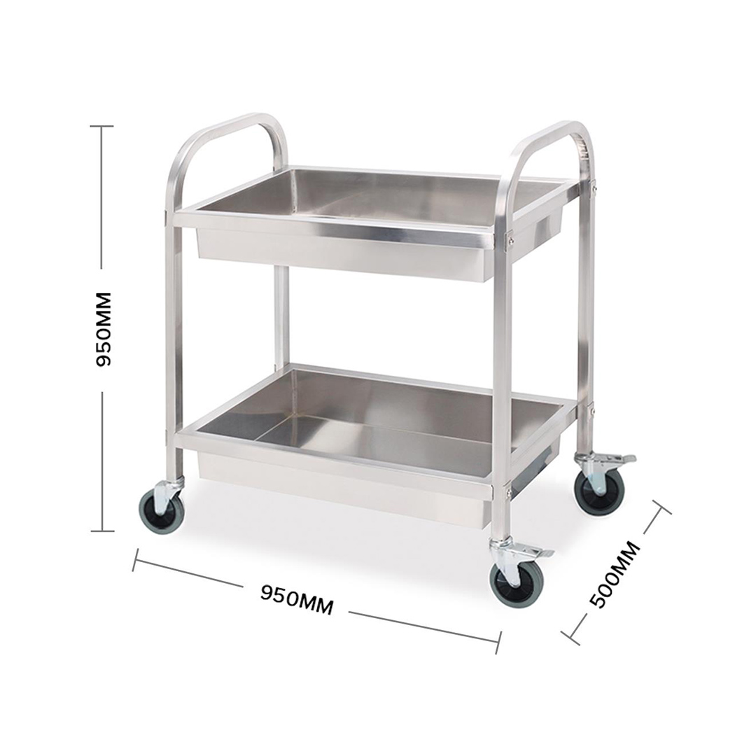 Soga 2X 2 Tier 95X50X95Cm Stainless Steel Kitchen Trolley Bowl Collect Service Foodcart Large, Business &Amp; Industrial, Food Service, Food Service Carts, , ,  - Nz Depot 3