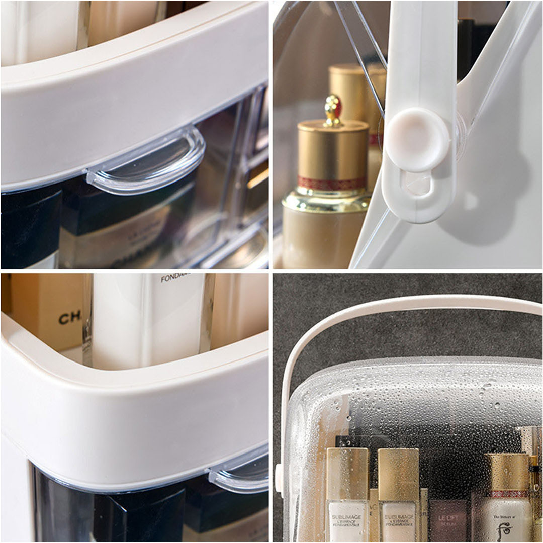 Soga 2X 2 Tier White Countertop Makeup Cosmetic Storage Organiser Skincare Holder Jewelry Storage Box With Handle, Home, Bathroom, Bathroom Accessories, Bathroom Storage, ,  - Nz Depot 3