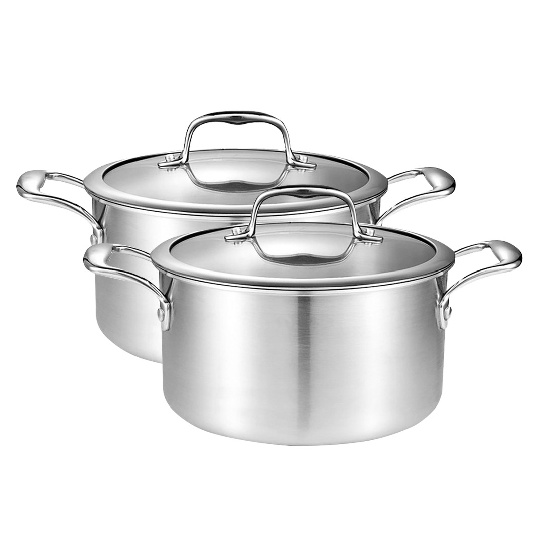 Soga 2X 20Cm Stainless Steel Soup Pot Stock Cooking Stockpot Heavy Duty Thick Bottom With Glass Lid, Home &Amp; Living, Kitchen &Amp; Dining, Cookware, Casserole Dishes, ,  - Nz Depot 1