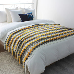 SOGA 2X 220cm Yellow Zigzag Striped Throw Blanket Acrylic Wave Knitted Fringed Woven Cover Couch Bed Sofa Home Decor, Home, Bed Linen, Throws And Blankets, Blankets, ,  - NZ DEPOT 2