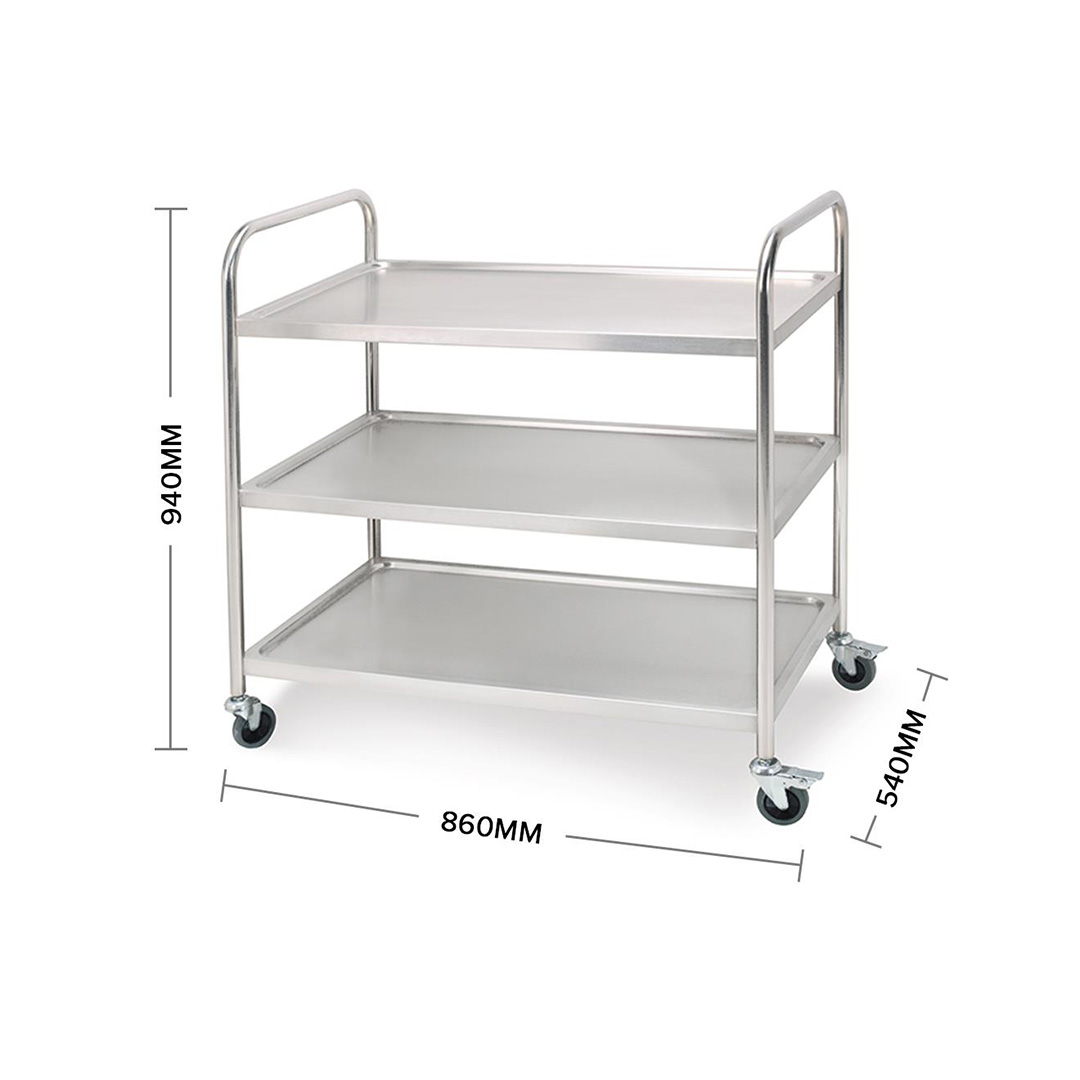 Soga 2X 3 Tier 86X54X94Cm Stainless Steel Kitchen Dinning Food Cart Trolley Utility Round Large, Business &Amp; Industrial, Food Service, Food Service Carts, , ,  - Nz Depot 3