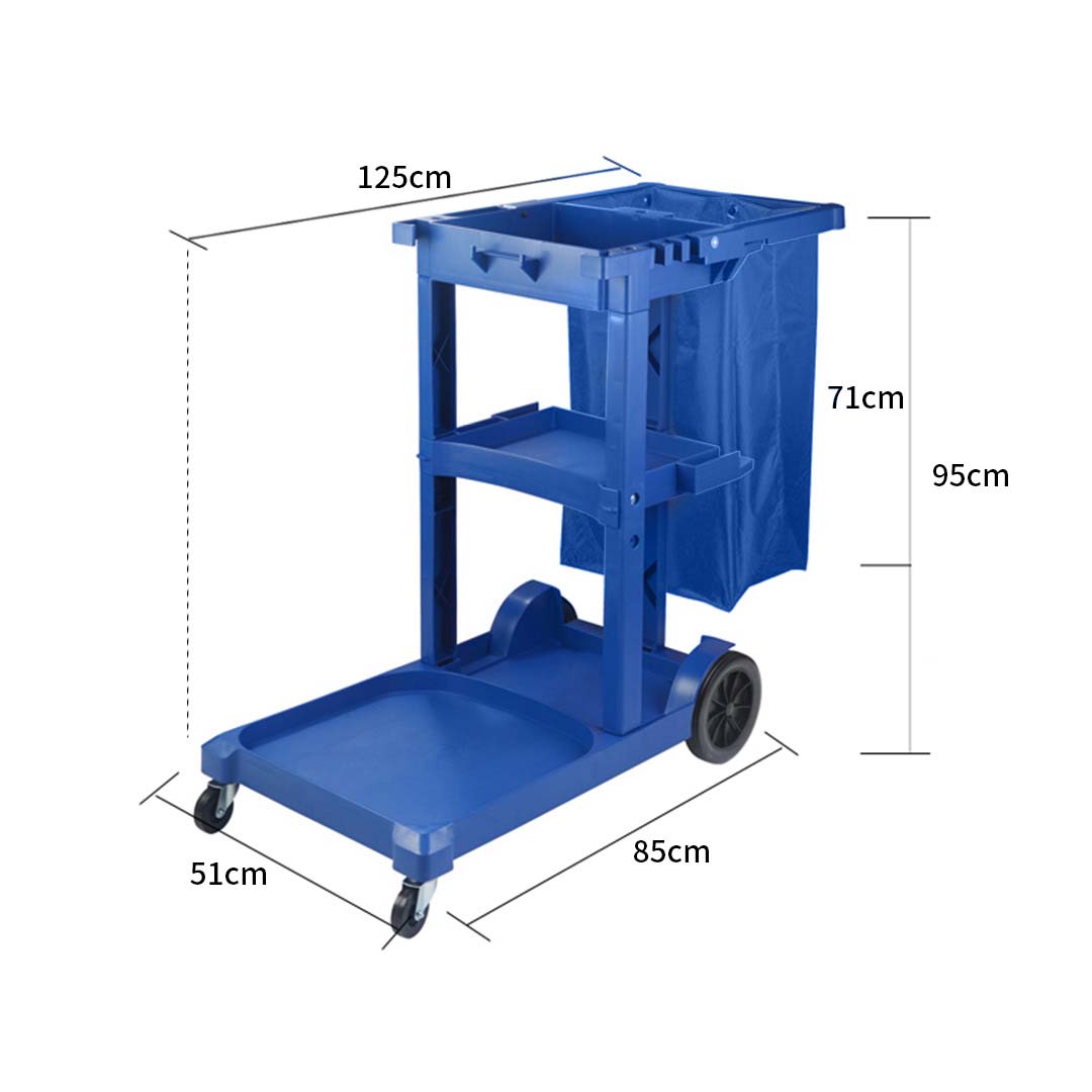 Soga 2X 3 Tier Multifunction Janitor Cleaning Waste Cart Trolley And Waterproof Bag Blue, Business &Amp; Industrial, Food Service, Food Service Carts, , ,  - Nz Depot 6