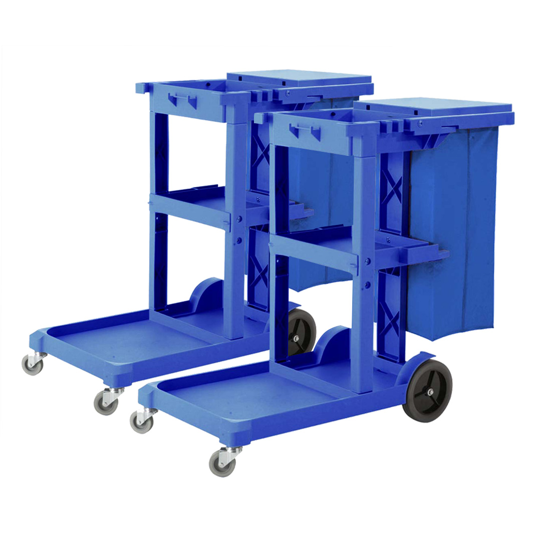 Soga 2X 3 Tier Multifunction Janitor Cleaning Waste Cart Trolley And Waterproof Bag Blue, Business &Amp; Industrial, Food Service, Food Service Carts, , ,  - Nz Depot 1