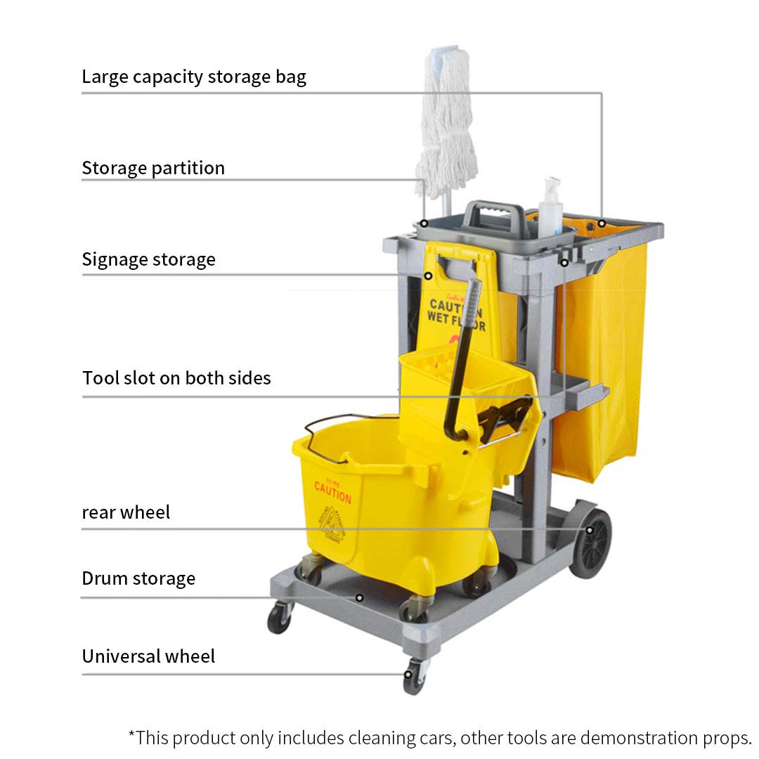 Soga 2X 3 Tier Multifunction Janitor Cleaning Waste Cart Trolley And Waterproof Bag, Business &Amp; Industrial, Food Service, Food Service Carts, , ,  - Nz Depot 7