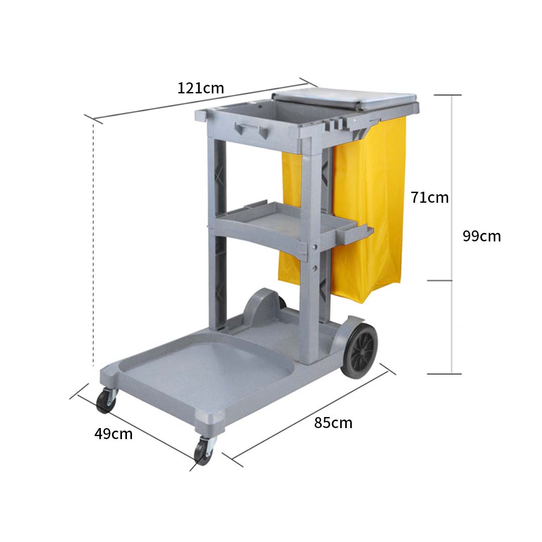 SOGA 2X 3 Tier Multifunction Janitor Cleaning Waste Cart Trolley and Waterproof Bag with Lid, Business & Industrial, Food Service, Food Service Carts, , ,  - NZ DEPOT 6