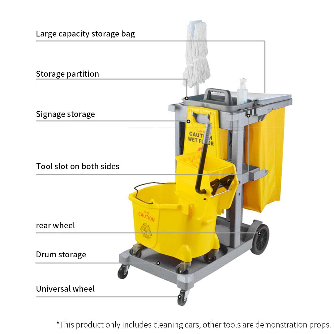 SOGA 2X 3 Tier Multifunction Janitor Cleaning Waste Cart Trolley and Waterproof Bag with Lid, Business & Industrial, Food Service, Food Service Carts, , ,  - NZ DEPOT 7