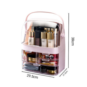 SOGA 2X 3 Tier Pink Countertop Makeup Cosmetic Storage Organiser Skincare Holder Jewelry Storage Box with Handle, Home, Bathroom, Bathroom Accessories, Bathroom Storage, ,  - NZ DEPOT 2