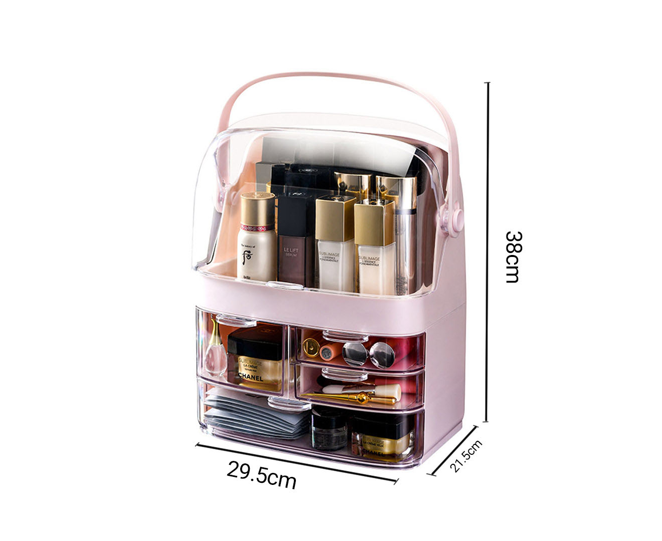 Soga 2X 3 Tier Pink Countertop Makeup Cosmetic Storage Organiser Skincare Holder Jewelry Storage Box With Handle, Home, Bathroom, Bathroom Accessories, Bathroom Storage, ,  - Nz Depot 2