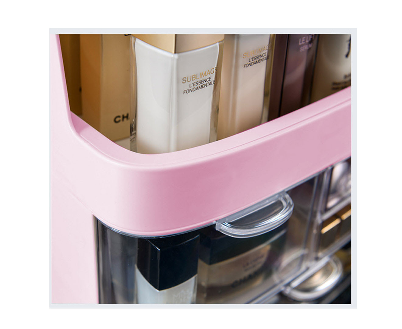 Soga 2X 3 Tier Pink Countertop Makeup Cosmetic Storage Organiser Skincare Holder Jewelry Storage Box With Handle, Home, Bathroom, Bathroom Accessories, Bathroom Storage, ,  - Nz Depot 9