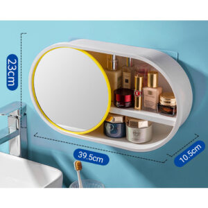 SOGA 2X 39cm Oval Wall-Mounted Mirror Storage Box Vanity Mirror Rack Bathroom Adhesive Shelf Home Organiser Decor, Home, Bathroom, Bathroom Accessories, Bathroom Storage, ,  - NZ DEPOT 2