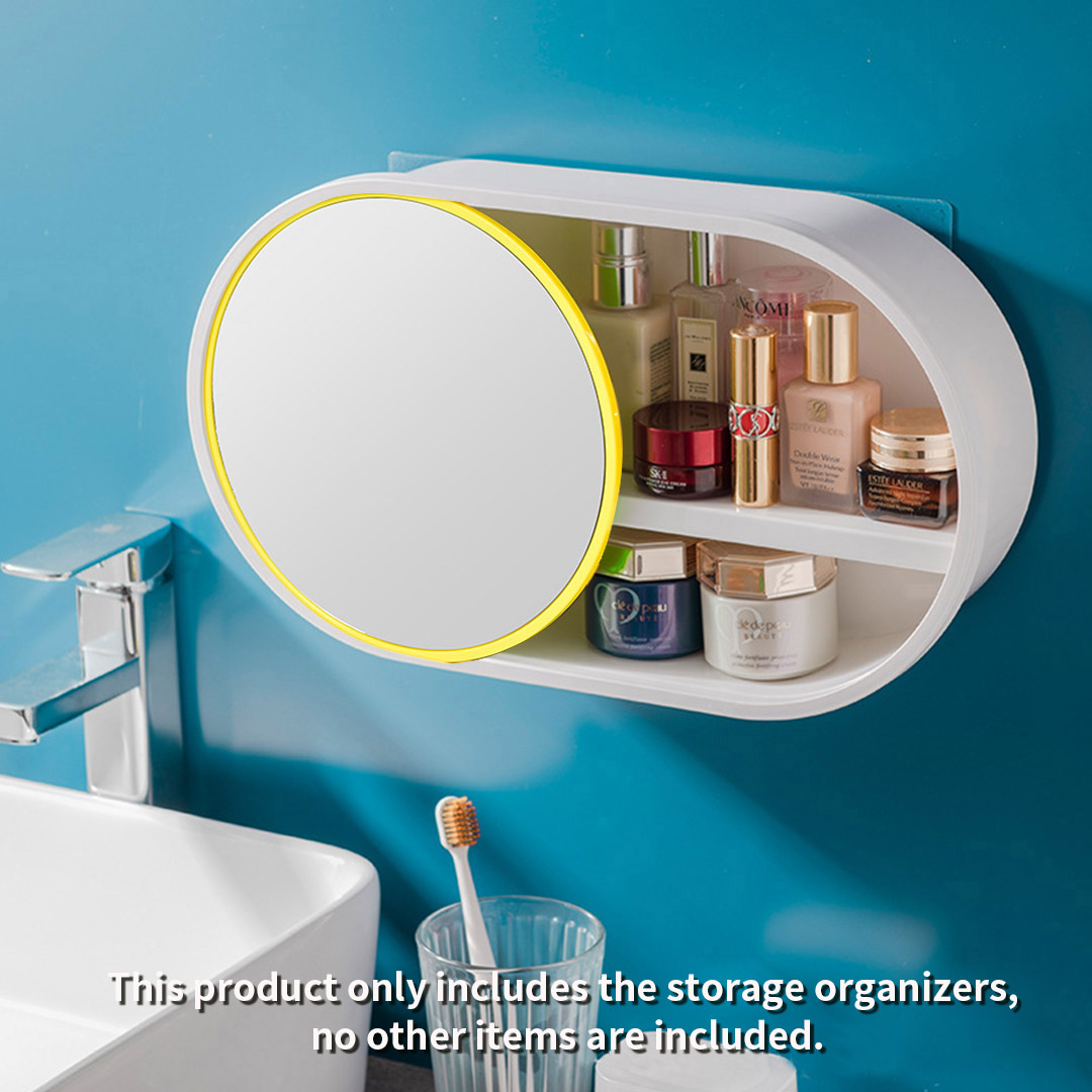 Soga 2X 39Cm Oval Wall-Mounted Mirror Storage Box Vanity Mirror Rack Bathroom Adhesive Shelf Home Organiser Decor, Home, Bathroom, Bathroom Accessories, Bathroom Storage, ,  - Nz Depot 3