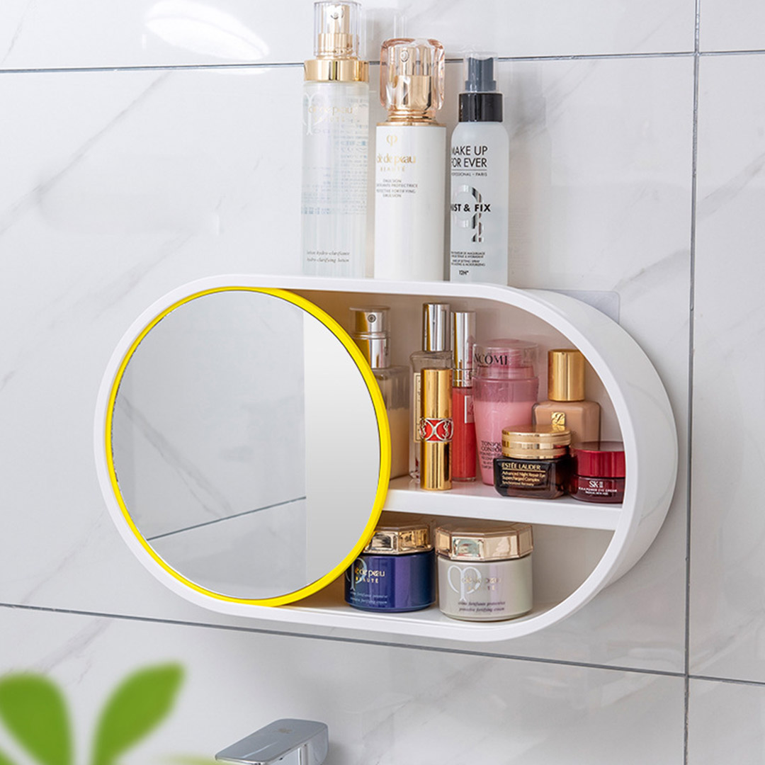 Soga 2X 39Cm Oval Wall-Mounted Mirror Storage Box Vanity Mirror Rack Bathroom Adhesive Shelf Home Organiser Decor, Home, Bathroom, Bathroom Accessories, Bathroom Storage, ,  - Nz Depot 4