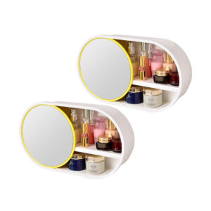 SOGA 2X 39cm Oval Wall-Mounted Mirror Storage Box Vanity Mirror Rack Bathroom Adhesive Shelf Home Organiser Decor, Home, Bathroom, Bathroom Accessories, Bathroom Storage, ,  - NZ DEPOT 1