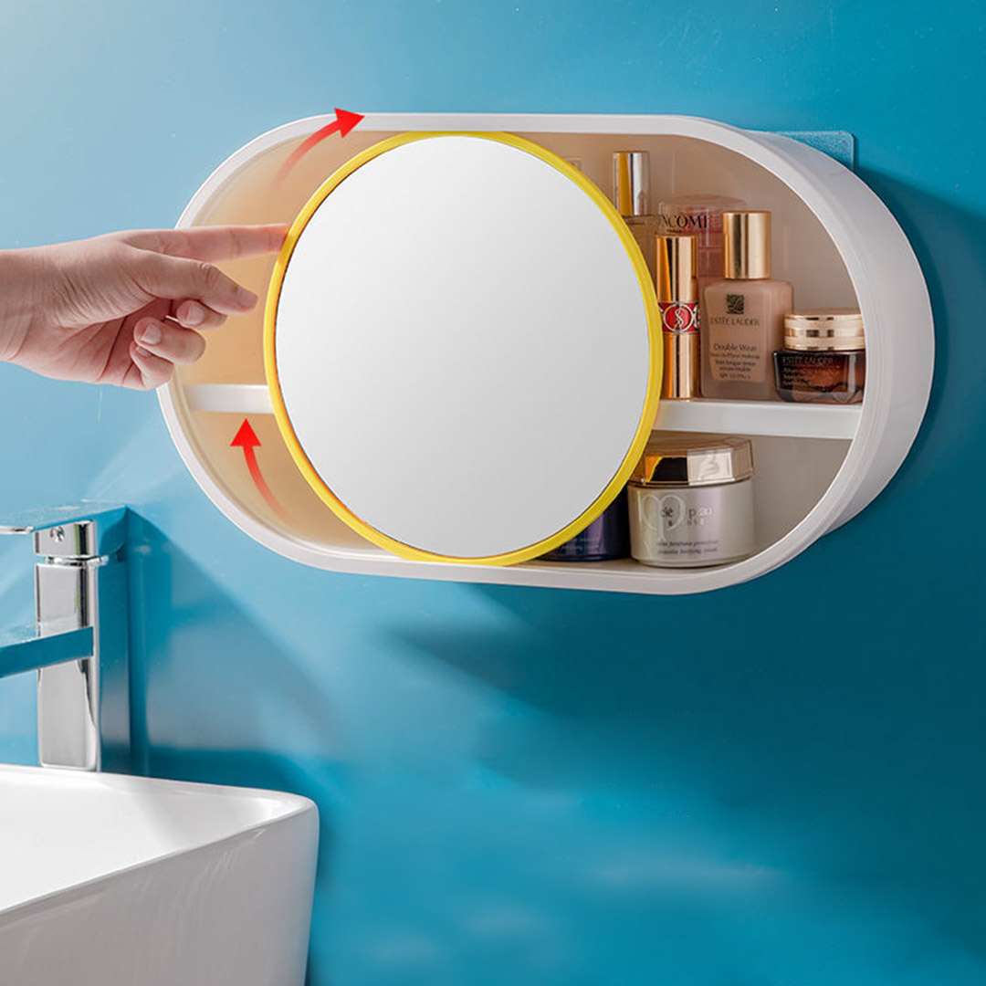 Soga 2X 39Cm Oval Wall-Mounted Mirror Storage Box Vanity Mirror Rack Bathroom Adhesive Shelf Home Organiser Decor, Home, Bathroom, Bathroom Accessories, Bathroom Storage, ,  - Nz Depot 7