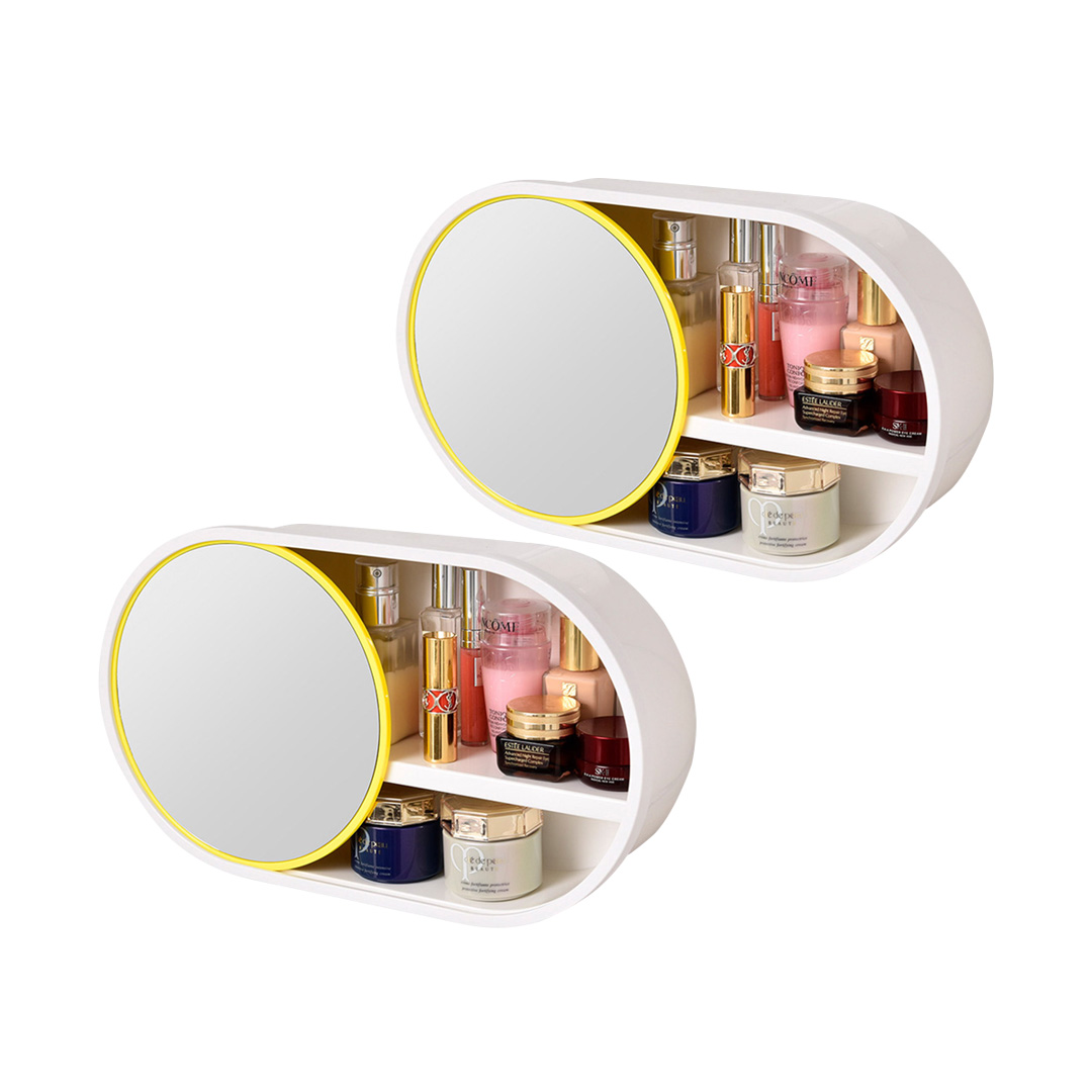 Soga 2X 39Cm Oval Wall-Mounted Mirror Storage Box Vanity Mirror Rack Bathroom Adhesive Shelf Home Organiser Decor, Home, Bathroom, Bathroom Accessories, Bathroom Storage, ,  - Nz Depot 1