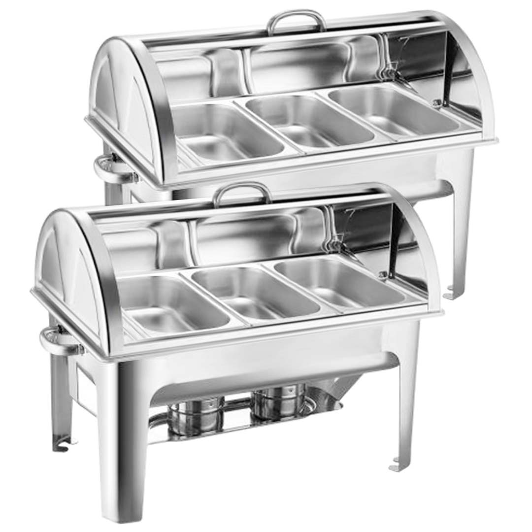 Soga 2X 3L Triple Tray Stainless Steel Roll Top Chafing Dish Food Warmer, Furniture, Kitchen &Amp; Dining Room Furniture, Buffets, Sideboards &Amp; Kitchen Islands, , ,  - Nz Depot 1