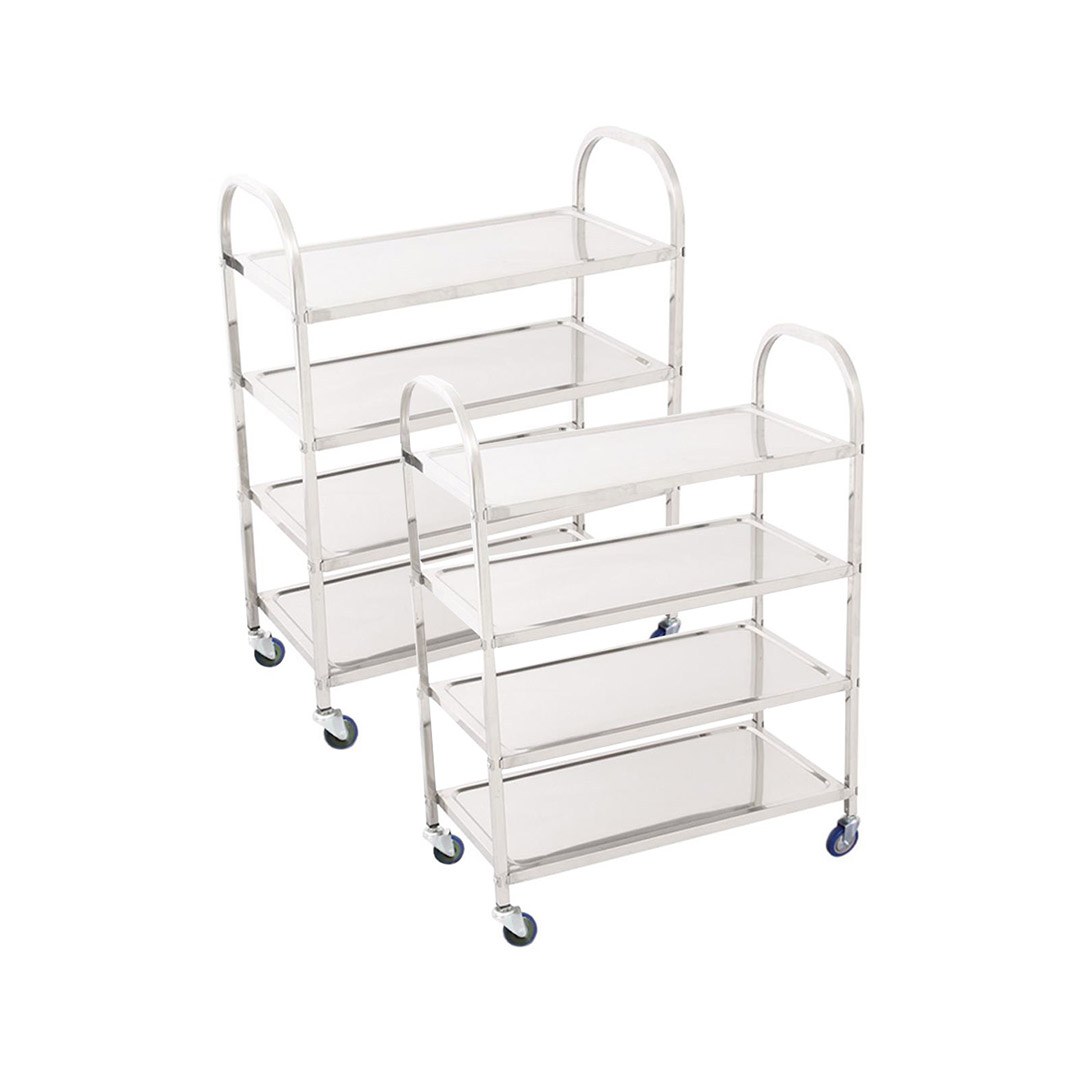 Soga 2X 4 Tier Stainless Steel Kitchen Dinning Food Cart Trolley Utility Size Square Large, Business &Amp; Industrial, Food Service, Food Service Carts, , ,  - Nz Depot 1