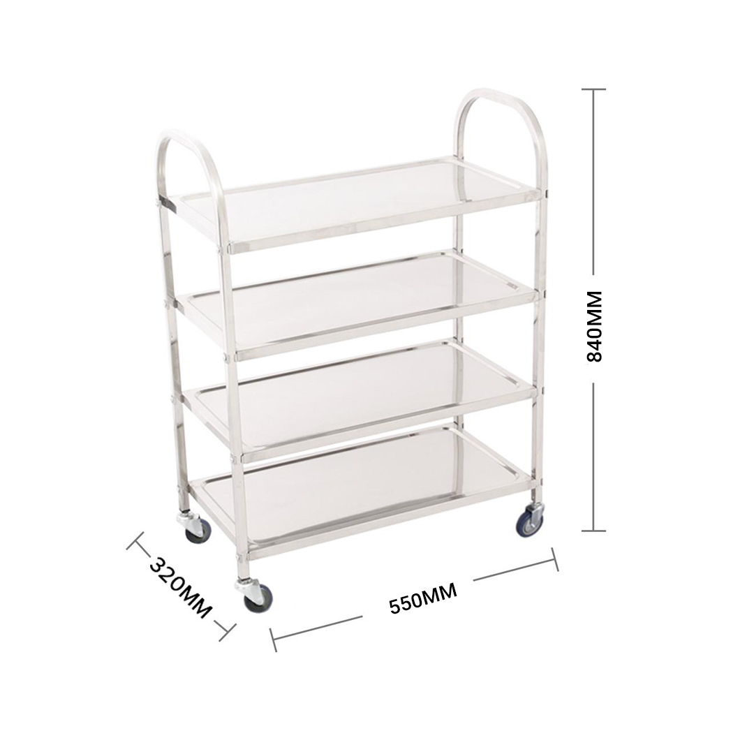 Soga 2X 4 Tier Stainless Steel Kitchen Dinning Food Cart Trolley Utility Size Square Medium, Business &Amp; Industrial, Food Service, Food Service Carts, , ,  - Nz Depot 3