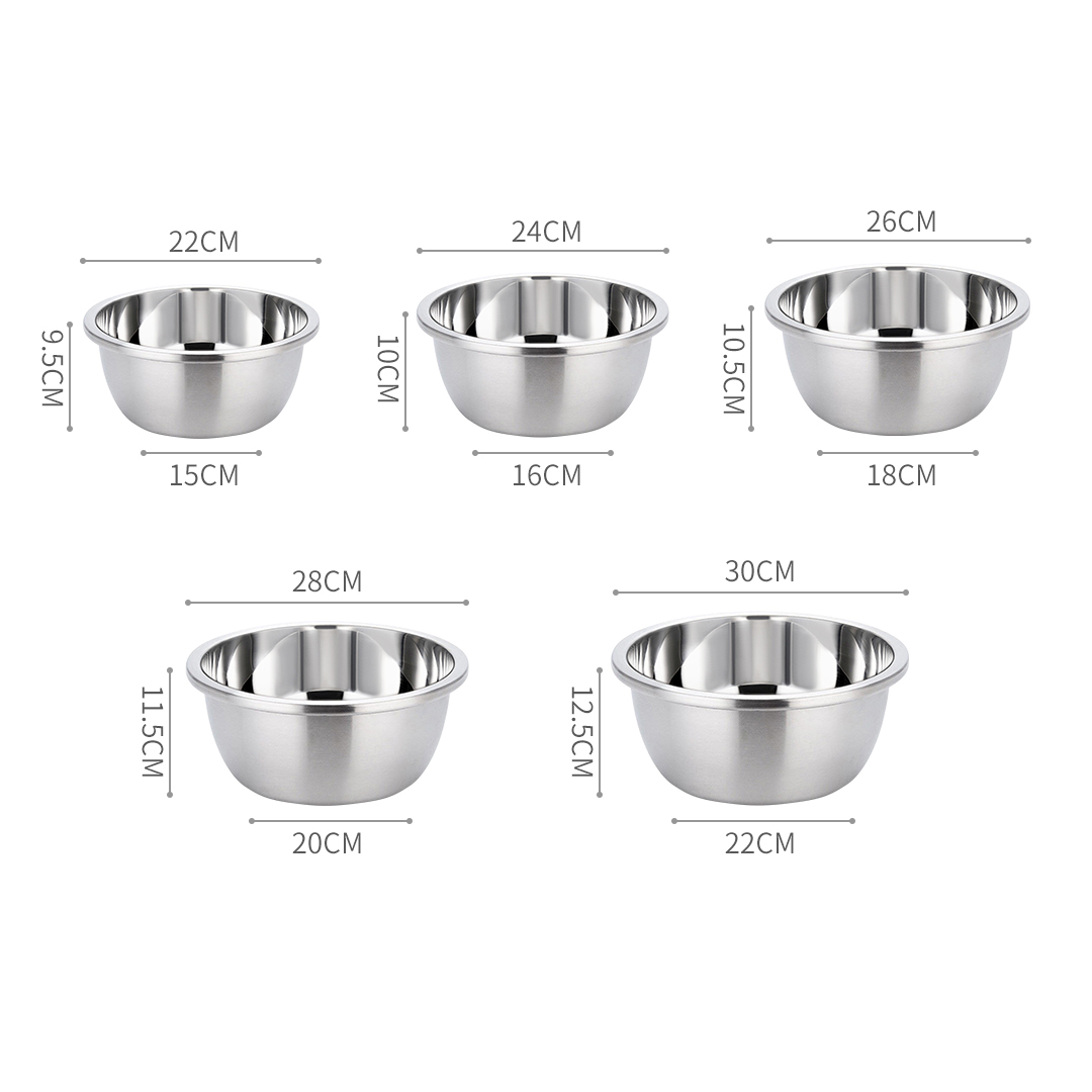 SOGA 2X 5Pcs Deepen Polished Stainless Steel Stackable Baking Washing Mixing Bowls Set Food Storage Basin, Home & Living, Kitchen & Dining, Bakeware, Mixing Bowls, ,  - NZ DEPOT 2