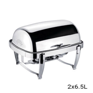 SOGA 2X 6.5L Stainless Steel Double Soup Tureen Bowl Station Roll Top Buffet Chafing Dish Catering Chafer Food Warmer Server, Furniture, Kitchen & Dining Room Furniture, Buffets, Sideboards & Kitchen Islands, , ,  - NZ DEPOT 2