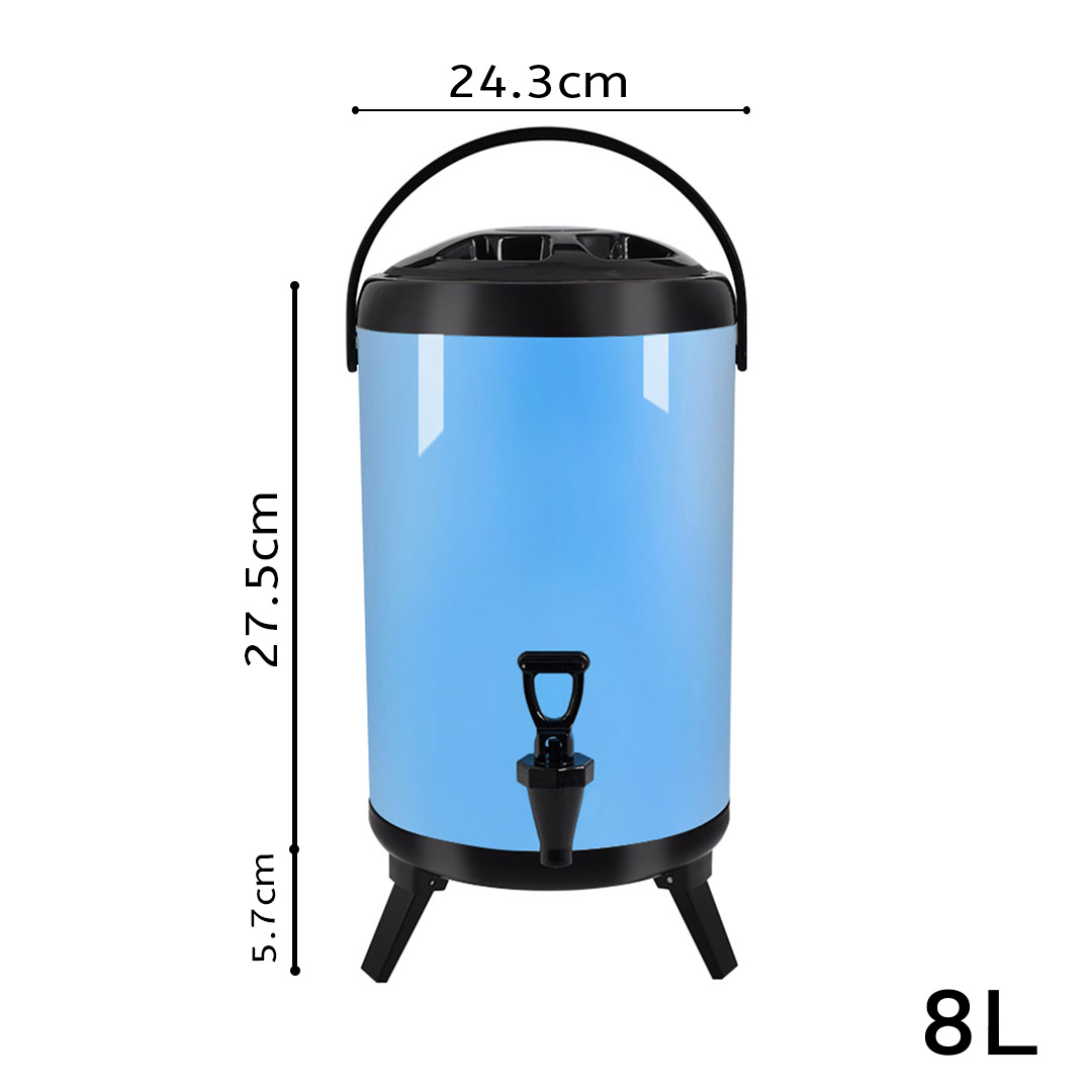 Soga 2X 8L Stainless Steel Insulated Milk Tea Barrel Hot And Cold Beverage Dispenser Container With Faucet Blue, Home &Amp; Living, Kitchen &Amp; Dining, Barware, Spirit Dispensers, ,  - Nz Depot 2