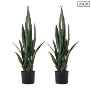 SOGA 2X 95cm Sansevieria Snake Artificial Plants with Black Plastic Planter Greenery, Home Office Decor, Home & Living, Home Decor, Artificial Plants, , ,  - NZ DEPOT 1