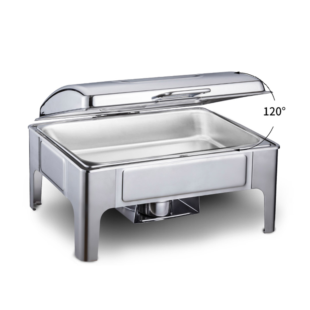 Soga 2X 9L Rectangular Stainless Steel Soup Warmer Roll Top Chafer Chafing Dish Set With Glass Visual Window Lid, Furniture, Kitchen &Amp; Dining Room Furniture, Buffets, Sideboards &Amp; Kitchen Islands, , ,  - Nz Depot 4