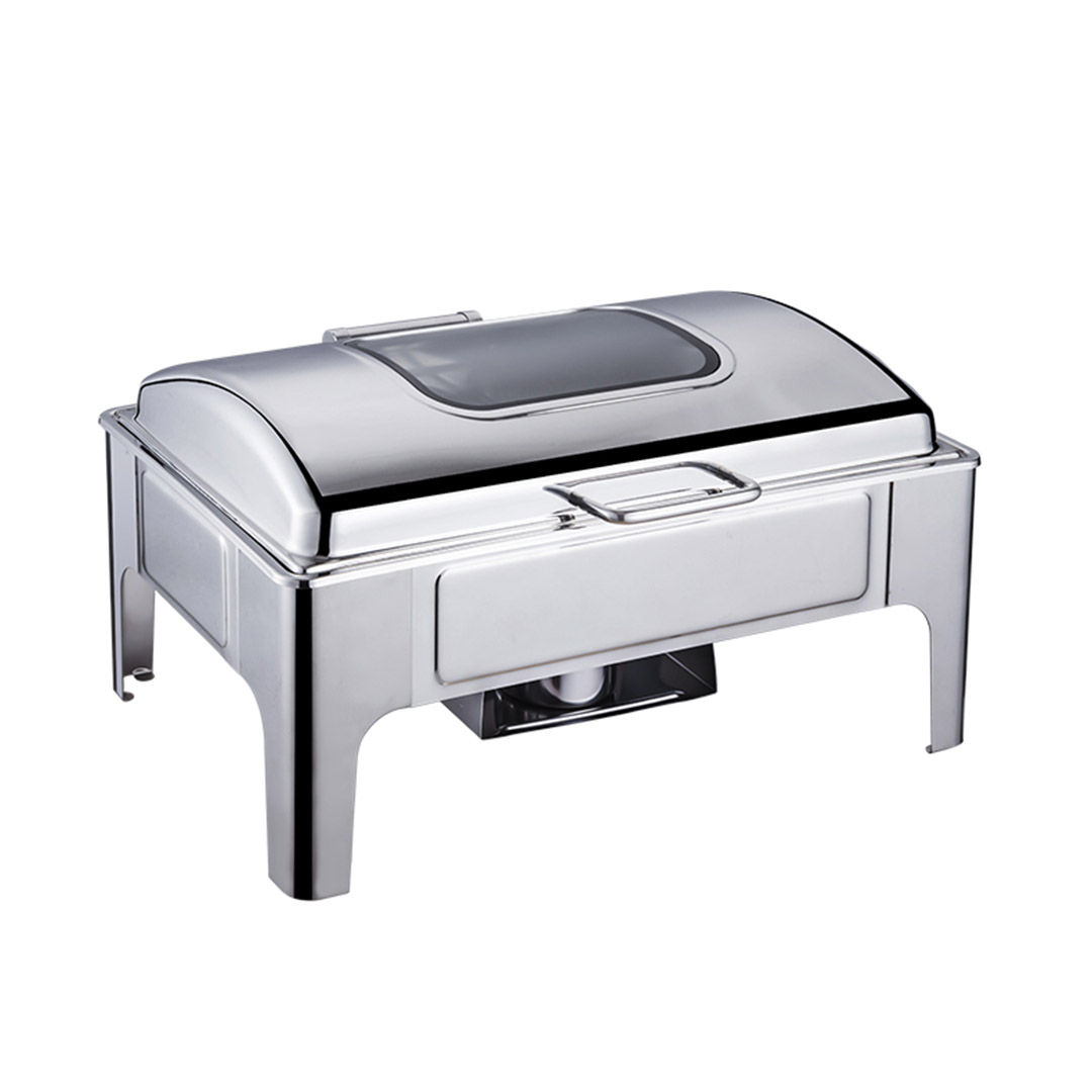 Soga 2X 9L Rectangular Stainless Steel Soup Warmer Roll Top Chafer Chafing Dish Set With Glass Visual Window Lid, Furniture, Kitchen &Amp; Dining Room Furniture, Buffets, Sideboards &Amp; Kitchen Islands, , ,  - Nz Depot 5