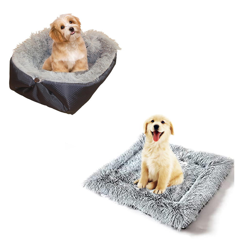 Soga 2X Black Dual-Purpose Cushion Nest Cat Dog Bed Warm Plush Kennel Mat Pet Home Travel Essentials, Pet Supplies, Dogs, Carriers &Amp; Travel Products, , ,  - Nz Depot 2