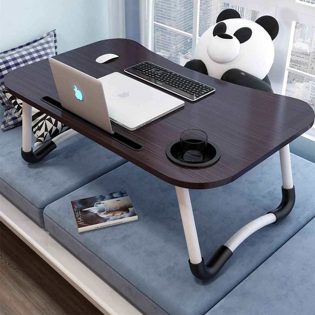 Soga 2X Black Portable Bed Table Adjustable Foldable Bed Sofa Study Table Laptop Mini Desk With Notebook Stand Cup Slot Home Decor, Desks And Computer Tables, , , , ,  - Nz Depot 3