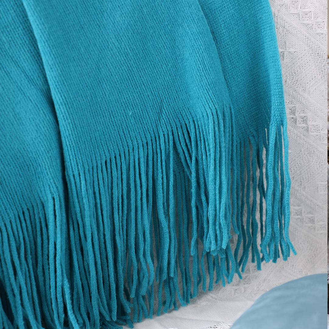 Soga 2X Blue Acrylic Knitted Throw Blanket Solid Fringed Warm Cozy Woven Cover Couch Bed Sofa Home Decor, Home, Bed Linen, Throws And Blankets, Blankets, ,  - Nz Depot 8