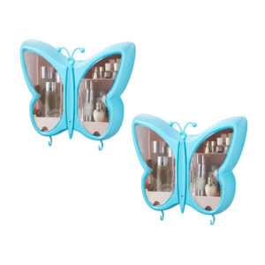 SOGA 2X Blue Butterfly Shape Wall-Mounted Makeup Organiser Dustproof Waterproof Bathroom Storage Box Home Decor, Home, Bathroom, Bathroom Accessories, Bathroom Storage, ,  - NZ DEPOT 1