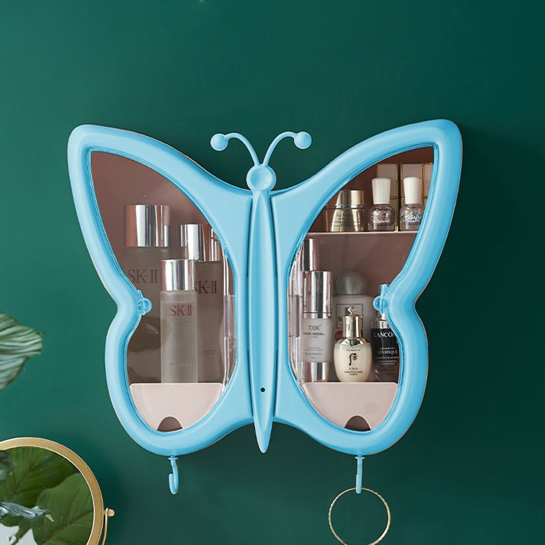 Soga 2X Blue Butterfly Shape Wall-Mounted Makeup Organiser Dustproof Waterproof Bathroom Storage Box Home Decor, Home, Bathroom, Bathroom Accessories, Bathroom Storage, ,  - Nz Depot 5