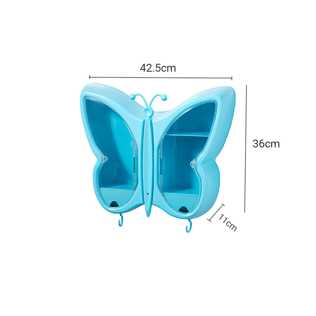 Soga 2X Blue Butterfly Shape Wall-Mounted Makeup Organiser Dustproof Waterproof Bathroom Storage Box Home Decor, Home, Bathroom, Bathroom Accessories, Bathroom Storage, ,  - Nz Depot 6