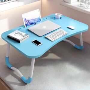 SOGA 2X Blue Portable Bed Table Adjustable Foldable Bed Sofa Study Table Laptop Mini Desk with Notebook Stand Cup Slot Home Decor, Desks & Computer Tables, , , , ,  - NZ DEPOT 2