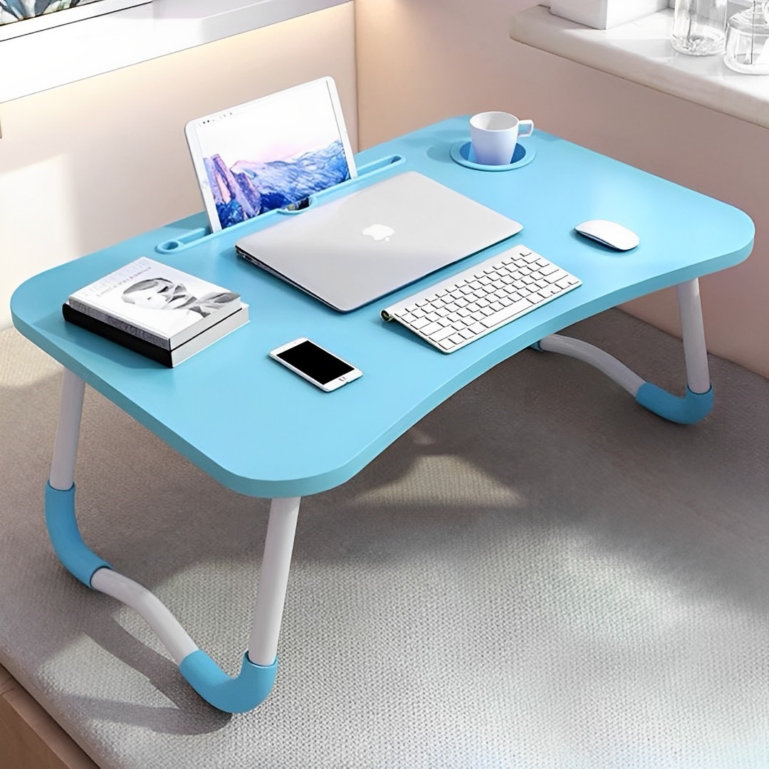 Soga 2X Blue Portable Bed Table Adjustable Foldable Bed Sofa Study Table Laptop Mini Desk With Notebook Stand Cup Slot Home Decor, Desks &Amp; Computer Tables, , , , ,  - Nz Depot 2