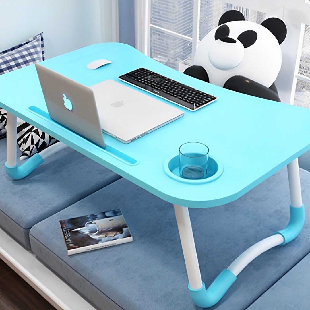 Soga 2X Blue Portable Bed Table Adjustable Foldable Bed Sofa Study Table Laptop Mini Desk With Notebook Stand Cup Slot Home Decor, Desks &Amp; Computer Tables, , , , ,  - Nz Depot 3