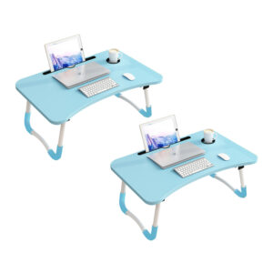 SOGA 2X Blue Portable Bed Table Adjustable Foldable Bed Sofa Study Table Laptop Mini Desk with Notebook Stand Cup Slot Home Decor, Desks & Computer Tables, , , , ,  - NZ DEPOT 1