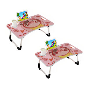 SOGA 2X Cute Pig Design Portable Bed Table Adjustable Foldable Bed Sofa Study Table Laptop Mini Desk with Drawer and Cup Slot Home Decor, Desks & Computer Tables, , , , ,  - NZ DEPOT 1