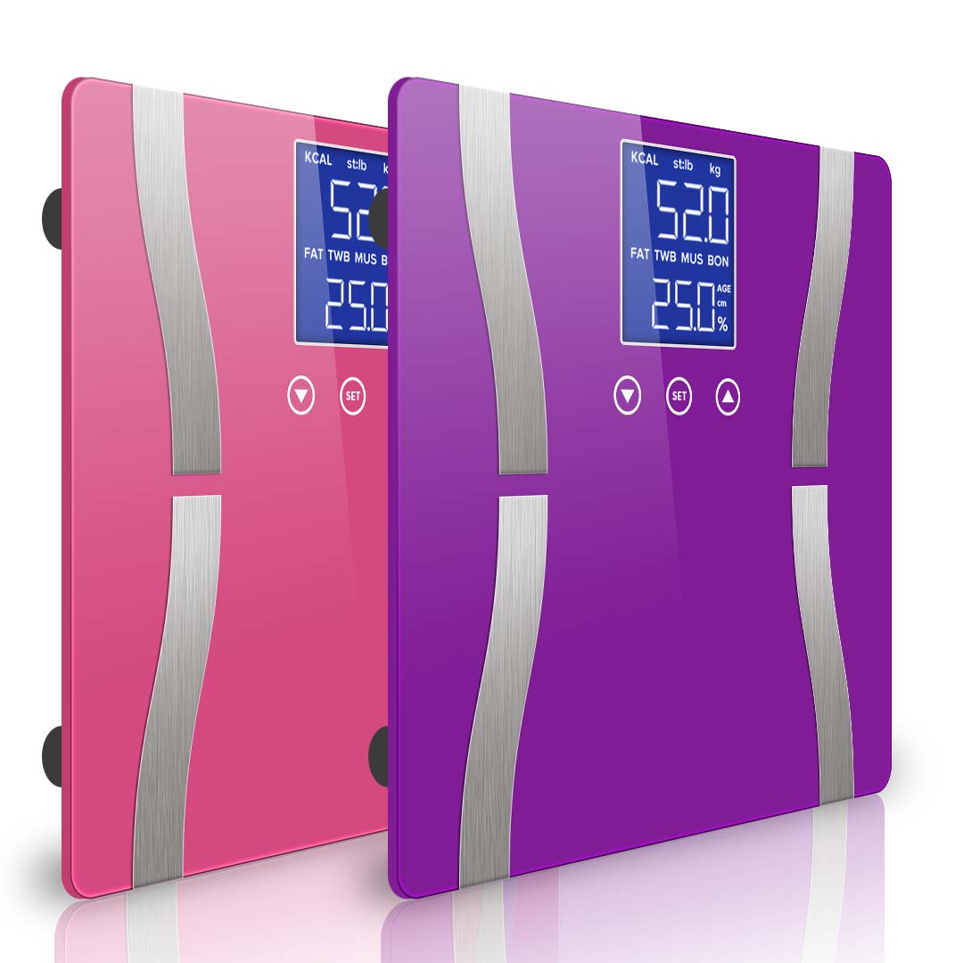 Soga 2X Digital Body Fat Scale Bathroom Scales Weight Gym Glass Water Lcd Purple/Pink, Home &Amp; Living &Gt; Bathroom &Gt; Bathroom Accessories &Gt; Bathroom Scales, , , , ,  - Nz Depot 1