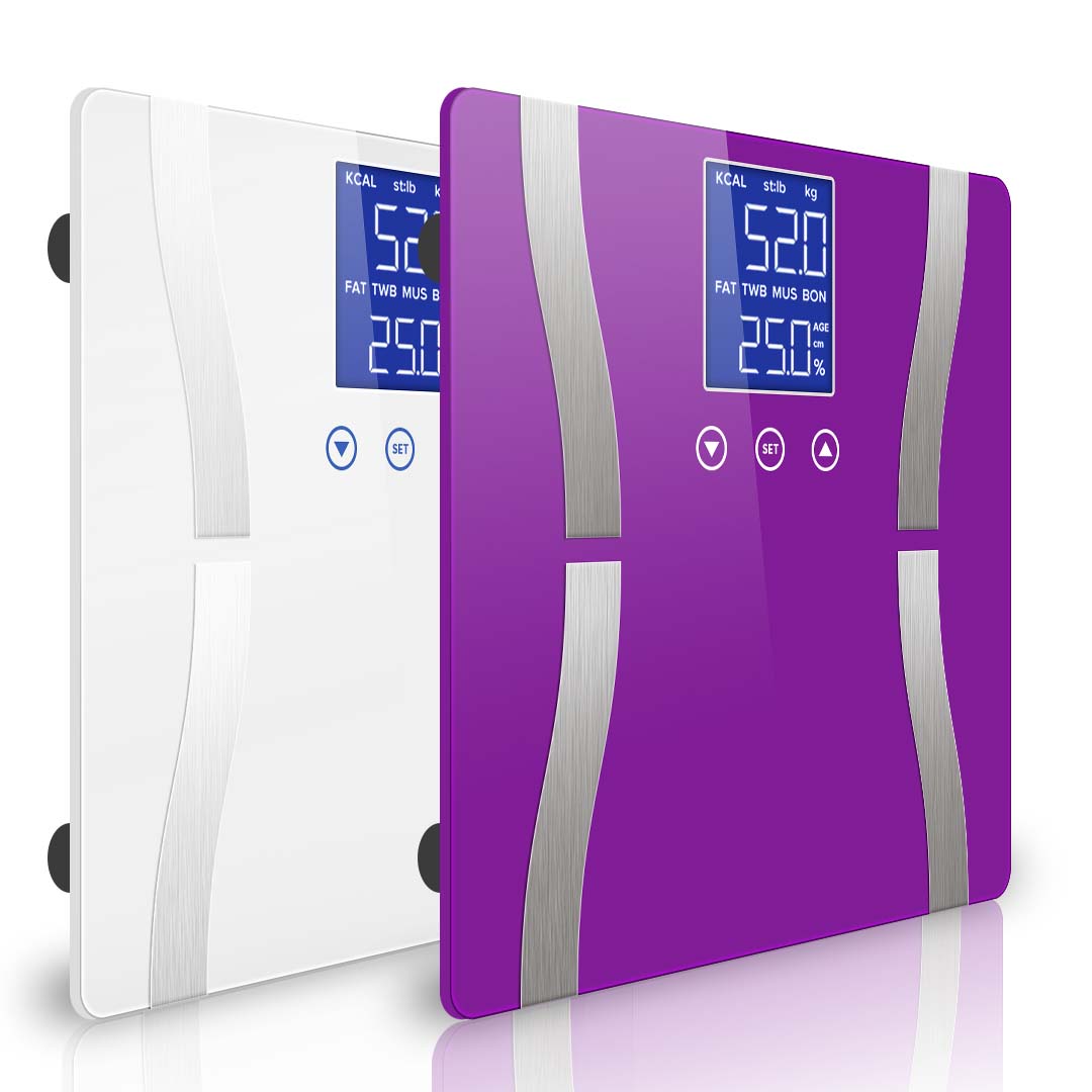 SOGA 2X Digital Body Fat Scale Bathroom Scales Weight Gym Glass Water LCD Purple/White, home & living, bathroom, bathroom accessories, bathroom scales, ,  - NZ DEPOT 1