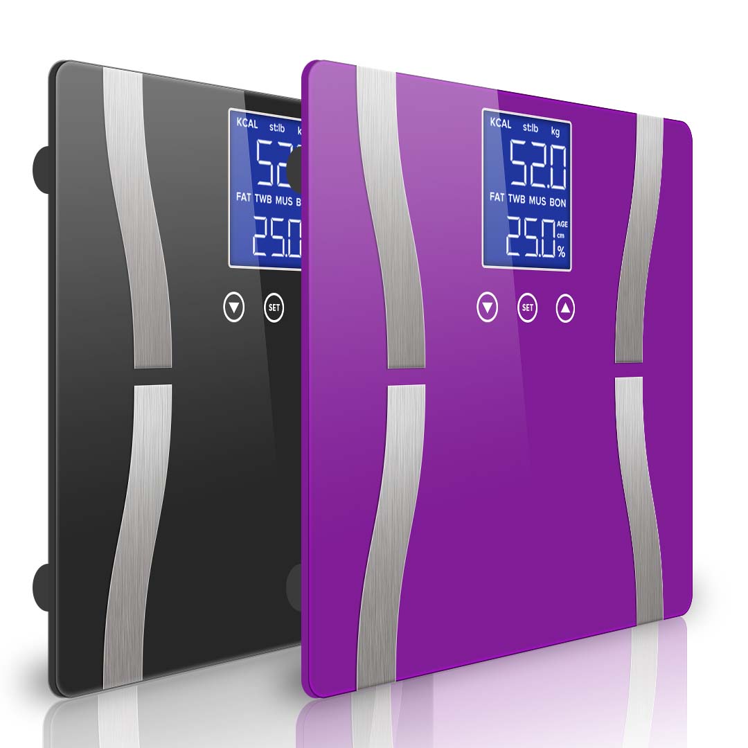 Soga 2X Glass Lcd Digital Body Fat Scale Bathroom Electronic Gym Water Weighing Scales Black/Purple, Home &Amp; Living &Gt; Bathroom &Gt; Bathroom Accessories &Gt; Bathroom Scales, , , , ,  - Nz Depot 1