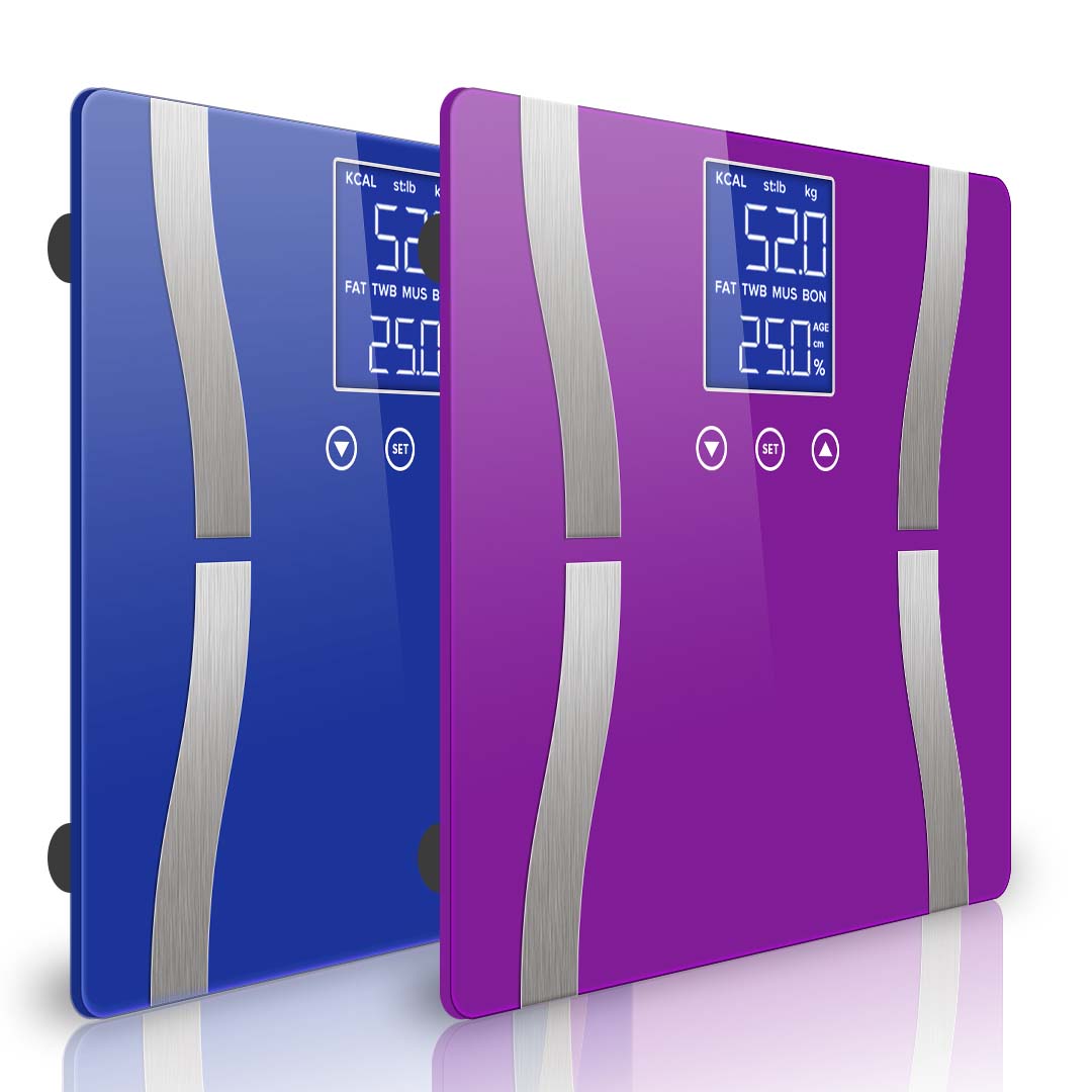 Soga 2X Glass Lcd Digital Body Fat Scale Bathroom Electronic Gym Water Weighing Scales Blue/Purple, Home &Amp; Living &Gt; Bathroom &Gt; Bathroom Accessories &Gt; Bathroom Scales, , , , ,  - Nz Depot 1