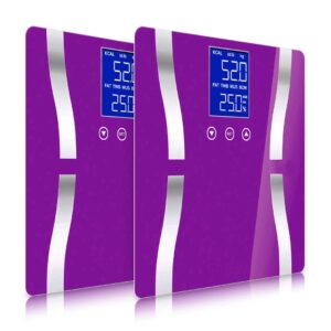 Soga 2X Glass Lcd Digital Body Fat Scale Bathroom Electronic Gym Water Weighing Scales Purple Nz Depot - Nz Depot