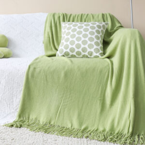 SOGA 2X Green Acrylic Knitted Throw Blanket Solid Fringed Warm Cozy Woven Cover Couch Bed Sofa Home Decor, Home, Bed Linen, Throws And Blankets, Blankets, ,  - NZ DEPOT 2